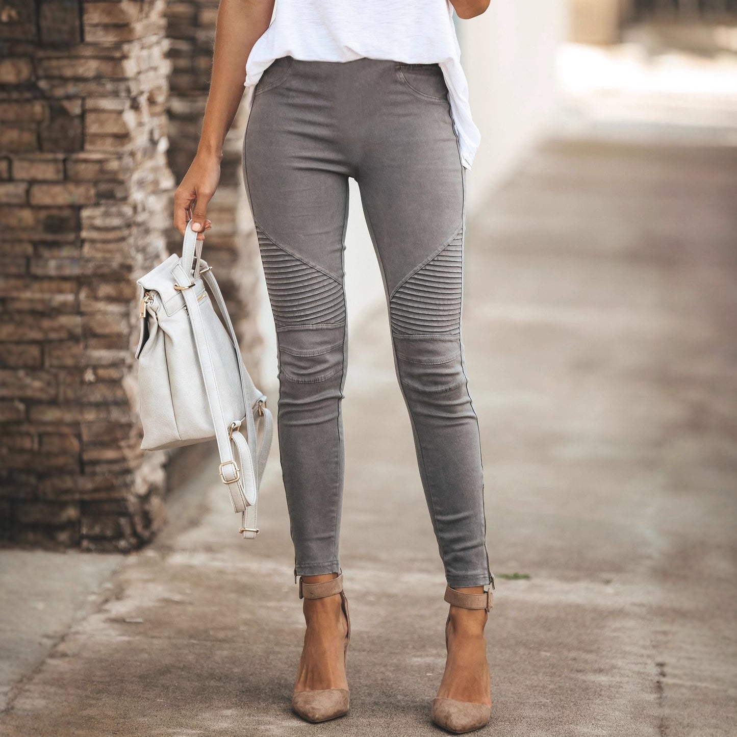 Women's Low-Rise Slim-Fit Cotton Stretch Trousers | 10 Colours | S-5XL