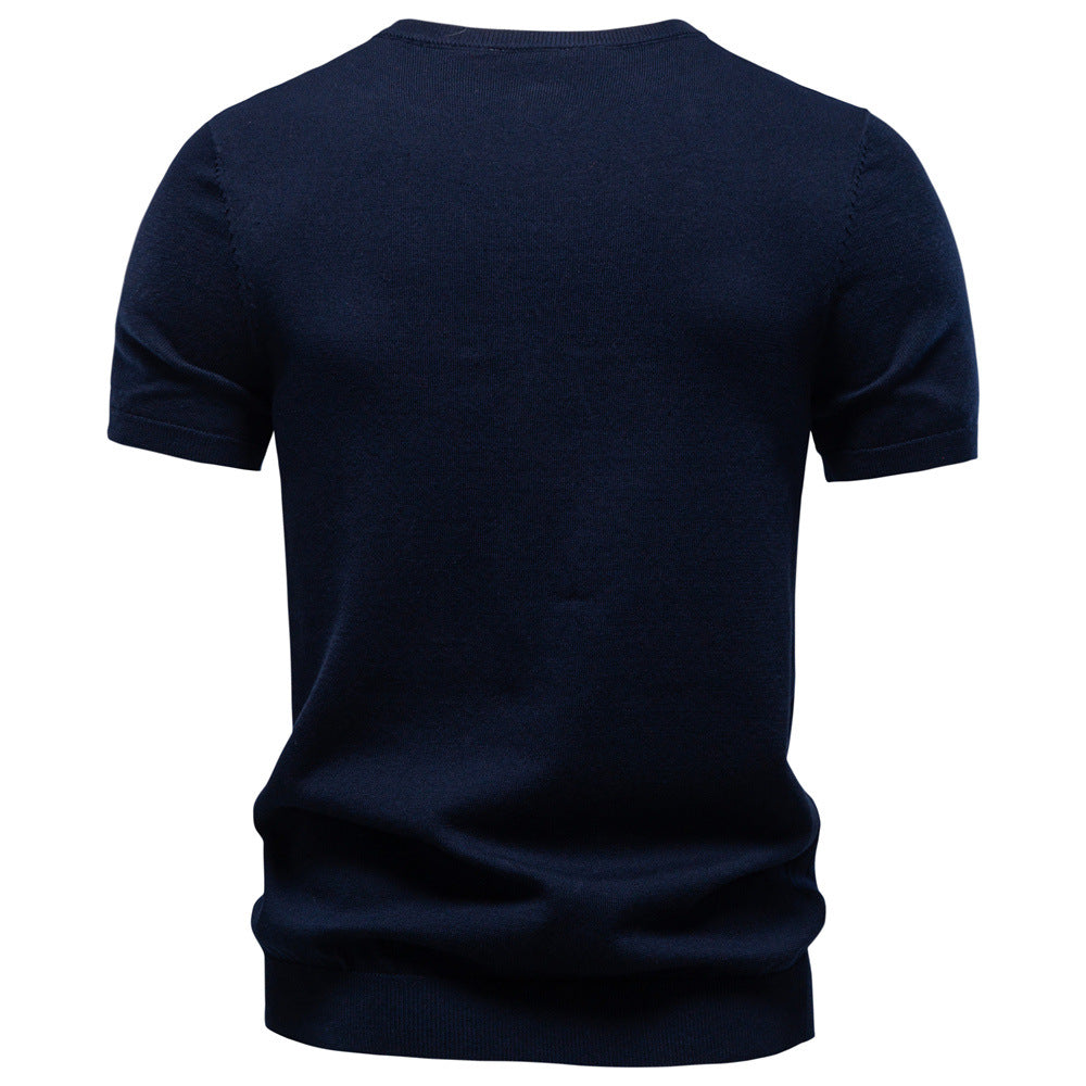 Men's Pure Cotton Jacquard Knit T-Shirt | Short Sleeve