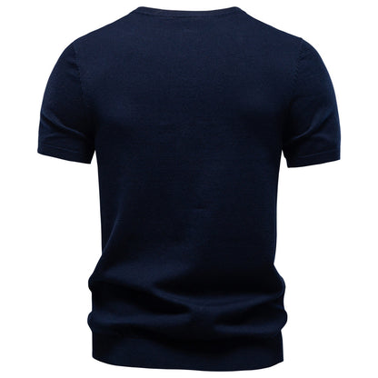 Men's Pure Cotton Jacquard Knit T-Shirt | Short Sleeve