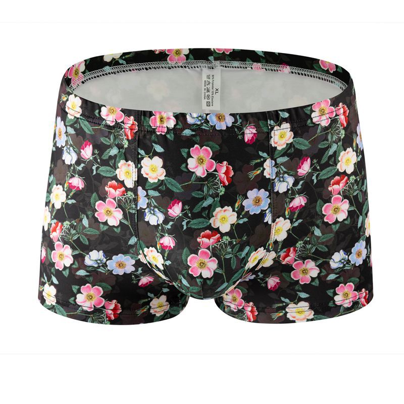 Men's Printed Milk Silk Boxer Briefs – 12 Designs Breathable Low-Waist