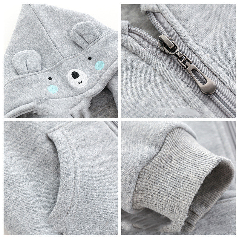 Children's Thickened Cotton Zip-Up Hooded Jacket | Cartoon Kids Coat