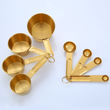 Stainless Steel Measuring Cups & Spoons Set 8 Piece | Gold, Rose Gold & Silver