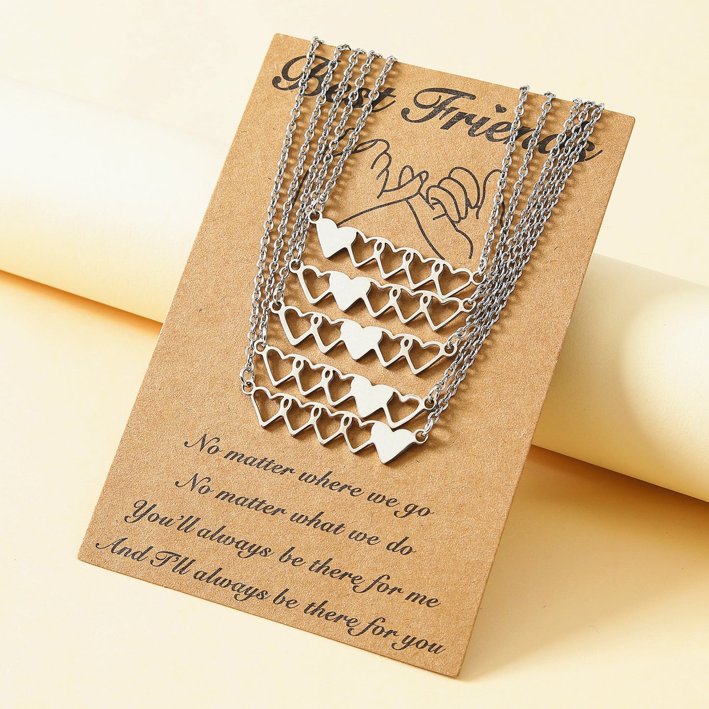 Heart-Shaped Stainless Steel Handmade European And American Style Fashion Card Heart Necklace