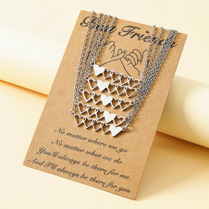 Heart-Shaped Stainless Steel Handmade European And American Style Fashion Card Heart Necklace