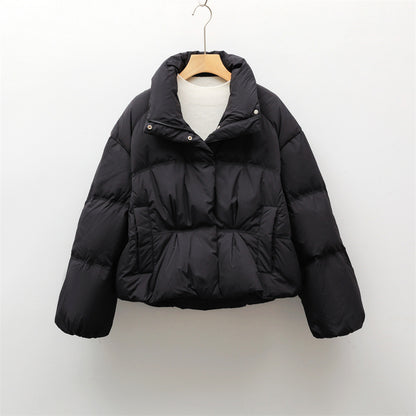 New Small Stand-collar Solid Color Simple Down Jacket For Women