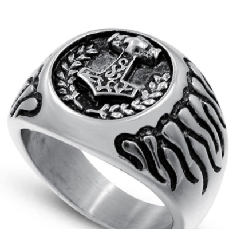 Unisex Alloy Flame & Wheat Ring – Silver Electroplated Boho Statement Band