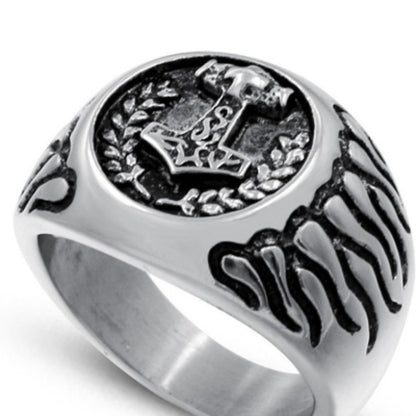 Unisex Alloy Flame & Wheat Ring – Silver Electroplated Boho Statement Band