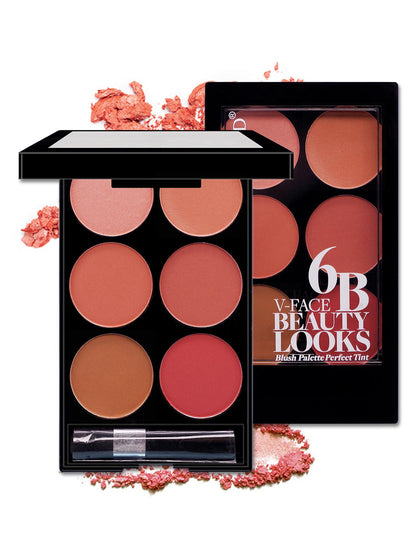 6-Colour Blush & Contour Palette – Buildable Multicolour Makeup Tray 15g