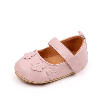 Girls' Flower Soft-Sole Non-Slip Toddler Shoes | Princess PU Leather Baby Shoes