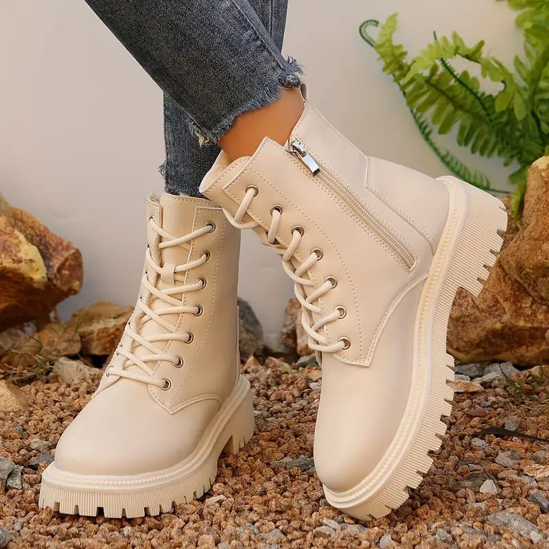 Women's Chunky Heel Ankle Boots – Side Zip Round Toe | EU 35–42