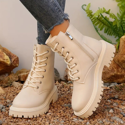 Women's Chunky Heel Ankle Boots – Side Zip Round Toe | EU 35–42