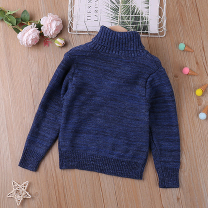 Children's Checked Turtleneck Sweater | Kids Winter Knitwear