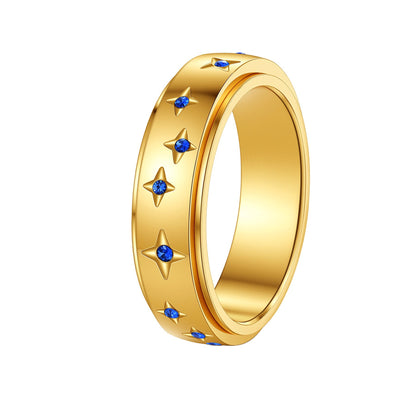 Diamond-Encrusted Stainless Steel Ring | Real Gold Plated Unisex Ring