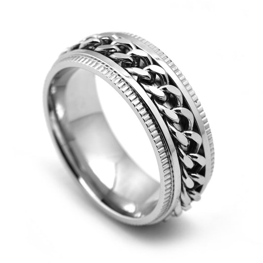 Men's Stainless Steel Spinner Fidget Ring