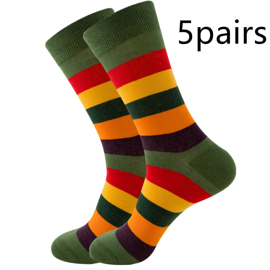 Unisex Striped Jacquard Cotton Socks EU 38-45 – 1, 5 & 10-Pair Packs