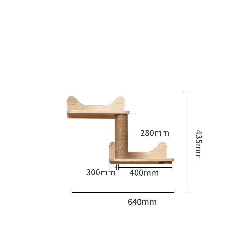 Modular Wall-Mounted Cat Climbing Frame – Solid Wood Shelves & Platforms