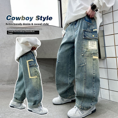 Boys Denim Straight-Leg Jeans | Lightweight Mid-Rise | Heights 120-170cm