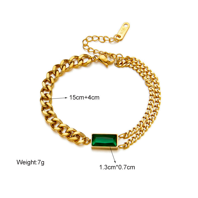 Cube & Chain Electroplated Titanium Steel Bracelet
