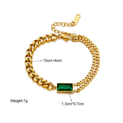 Cube & Chain Electroplated Titanium Steel Bracelet