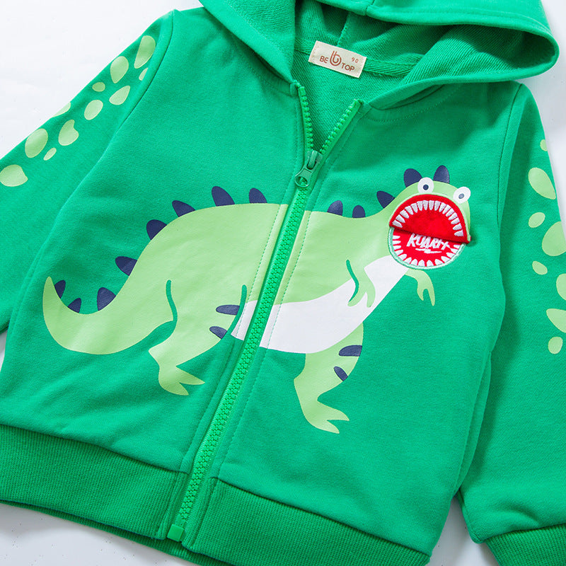 Children's Dinosaur Cotton Cardigan Jacket | Kids Casual Layer 90-140cm