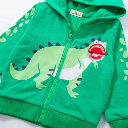 Children's Dinosaur Cotton Cardigan Jacket | Kids Casual Layer 90-140cm