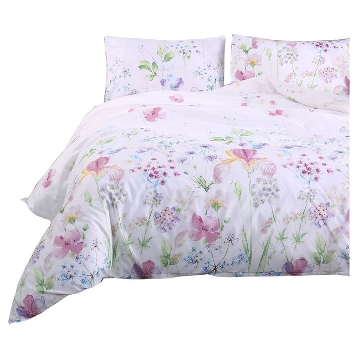 Reversible Floral Print Duvet Cover Set – 3-Piece Polyester Bedding