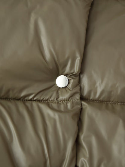 Women's Olive Green Quilted Padded Jacket - Button Front