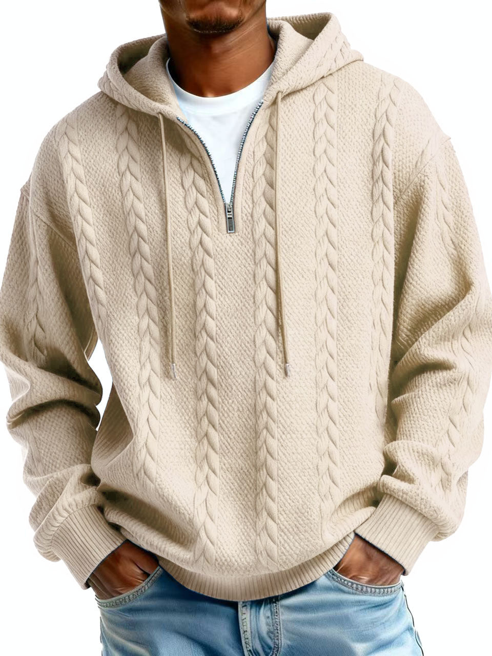 Men's Half-Zip Printed Hoodie – Loose Fit Pullover | 10 Styles | Sizes S–5XL