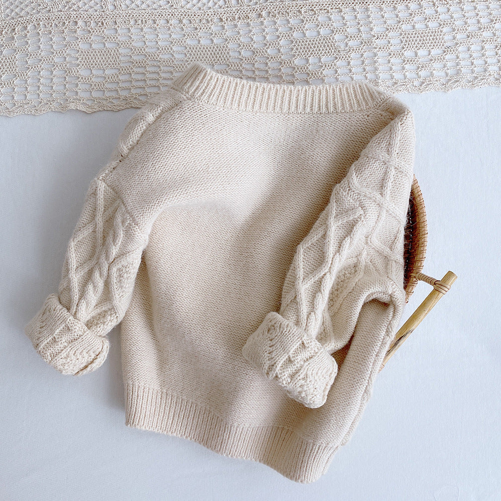 Girls Cotton V-Neck Cardigan Sweater – Diamond Knit Kids Top