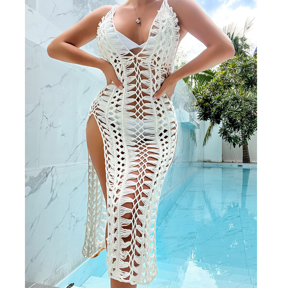White Braces Smock Dress | Beach Cover-Up | Sizes S-L