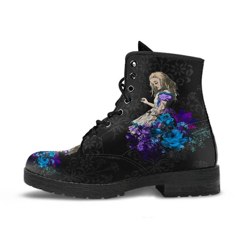 Women's Gothic Print Vegan Leather Combat Boots | EU 35–43