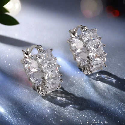 Crystal Zircon Ear Clips | Copper Electroplated Earrings for Women