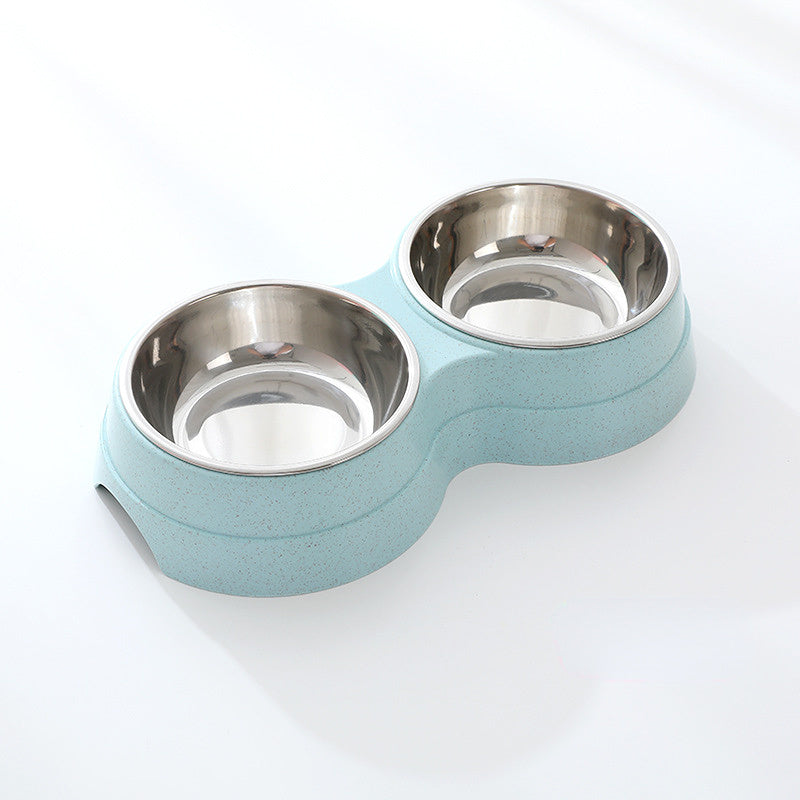 Double Stainless Steel Pet Bowl | 2-in-1 Food & Water Feeder for Dogs & Cats