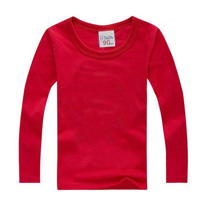 Kids Solid Colour Long Sleeve Cotton T-Shirt – 8 Colours