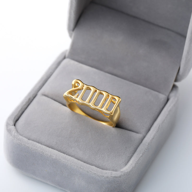Unisex Birth Year Date Ring – Stainless Steel, Gold, Platinum & Rose Gold