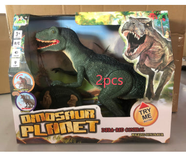 RC Walking Velociraptor Dinosaur Toy - Roaring Sounds Light-Up Eyes Infrared Remote Age 3+