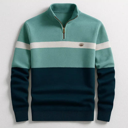Men's Slim Fit Striped Pullover Sweater Stand Collar S-3XL