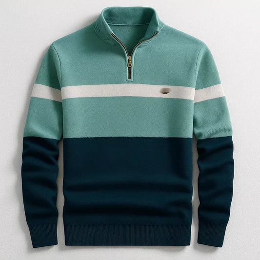 Men's Slim Fit Striped Pullover Sweater Stand Collar S-3XL