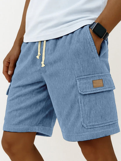 Men's Corduroy Cropped Shorts | Drawstring Side-Pocket S-5XL
