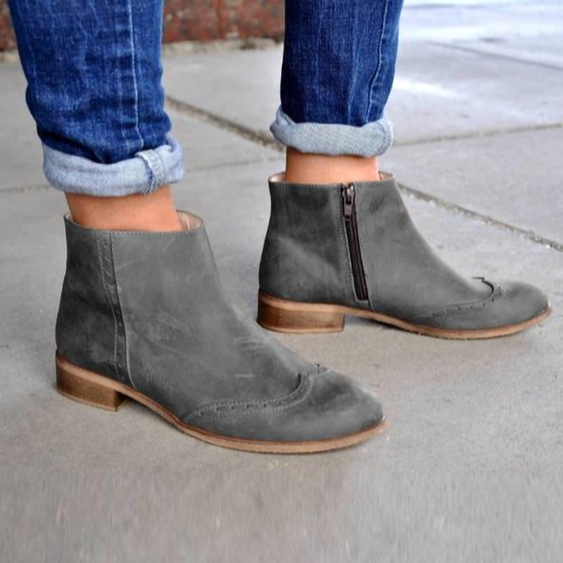 Women's Square-Heel Side-Zip Ankle Boots | EU 34-43