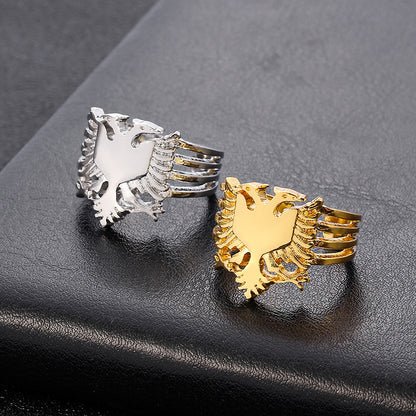 Unisex Alloy Eagle Ring – Electroplated Statement Band Silver, Gold & Set