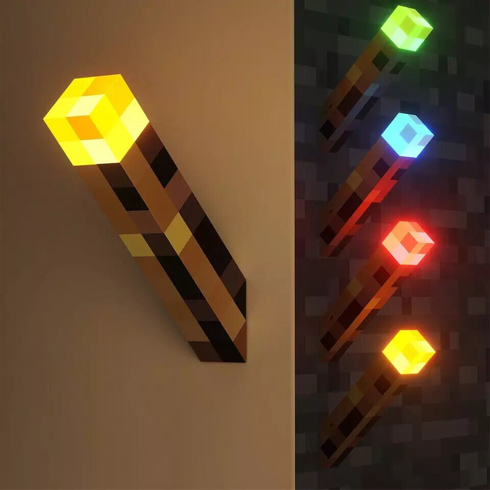 Pixel Game Torch LED Night Light | USB Rechargeable Kids Room Decor