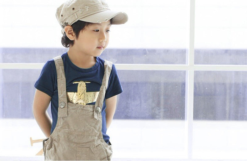 Children's Airplane Print T-Shirt | Unisex Cotton Short Sleeve