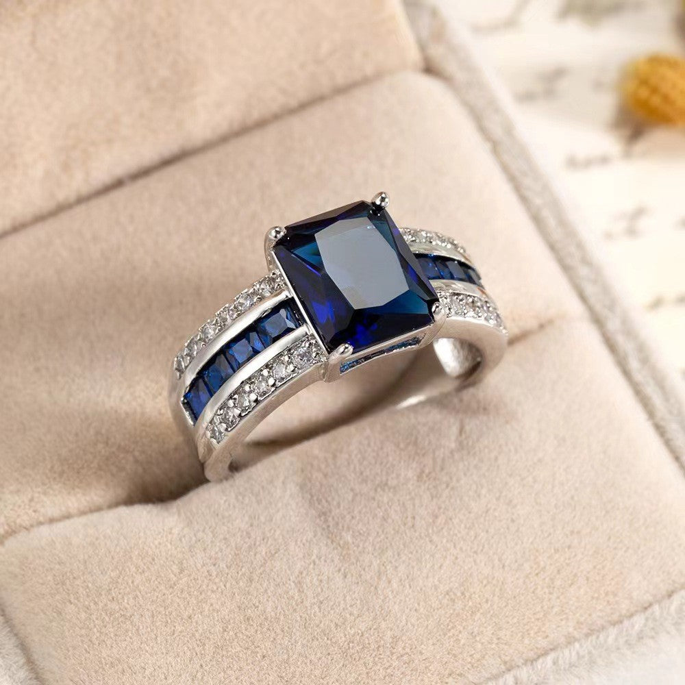 Retro Colour-Block Ring | Electroplated Alloy Fashion Ring for Women