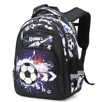 Boys' Football Print School Backpack – 17" Oxford Cloth, 4 Designs