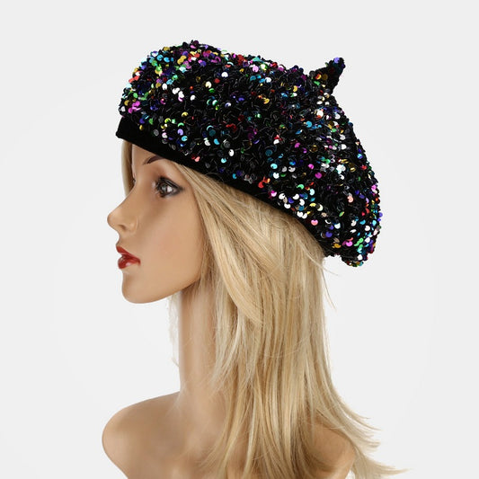 Women's Sequined Pumpkin Hat | Flat-Top Novelty Cap – 7 Colours