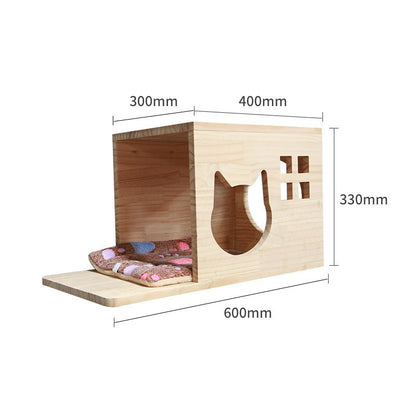 Modular Wall-Mounted Cat Climbing Frame – Solid Wood Shelves & Platforms