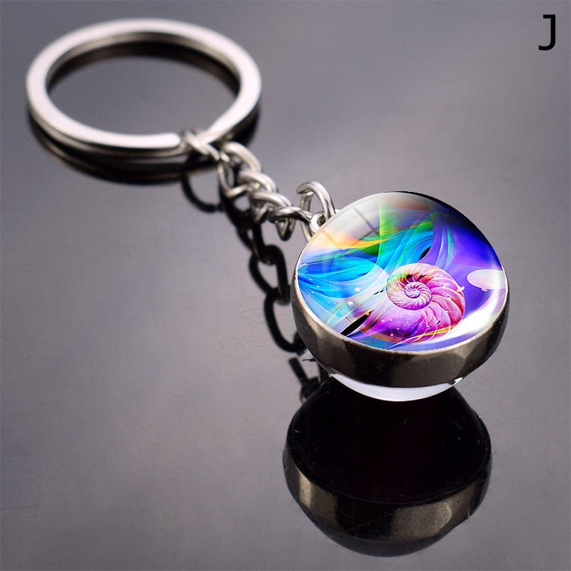Double-Sided Glass Ball Keyring | Nature & Animal Designs