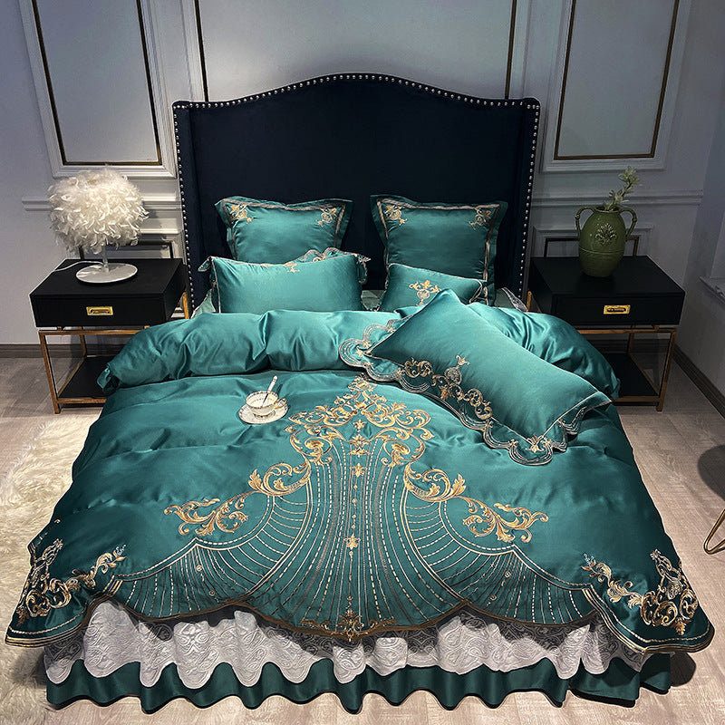 Pure Cotton Luxury 4-Piece Bedding Set – Duvet Cover with Bed Sheet or Skirt