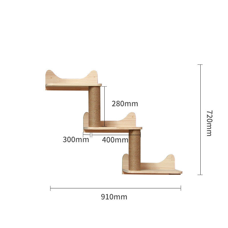 Modular Wall-Mounted Cat Climbing Frame – Solid Wood Shelves & Platforms